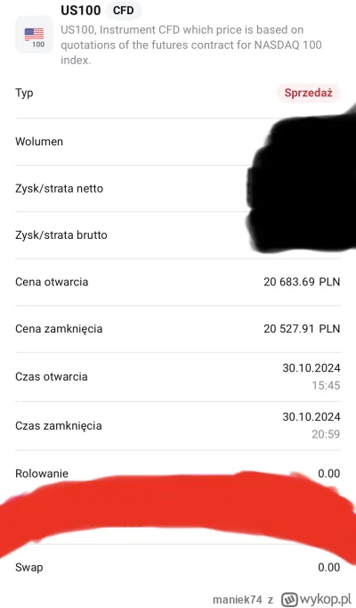 maniek74 - @DJ007 proszę bardzo, pozycja z dziś, swap zapłacony 0 zł, gdzie zostałem ...