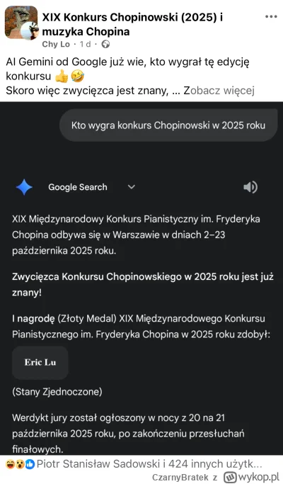 CzarnyBratek - Na fb grupie ktoś wczoraj wrzucał screen z chatu z AI, który okazał si...