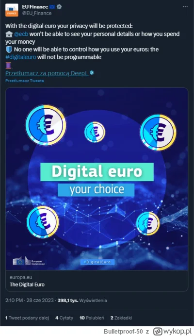 Bulletproof-50 - Tylko cyfrowe euro może nas uratować od takich praktyk. Jak mówi UE:...