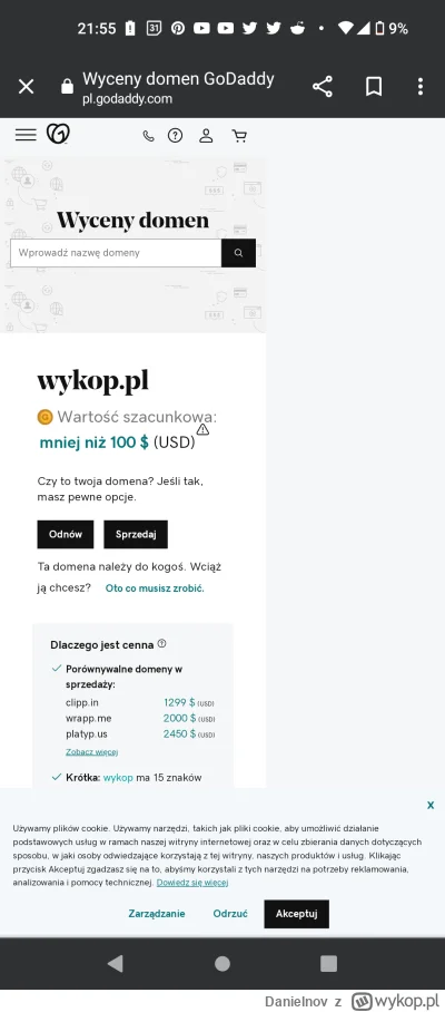 Danielnov - Zobaczcie jak spadła wartość  domeny wykop.pl po wprowadzeniu v 4.0 Oj Mi...