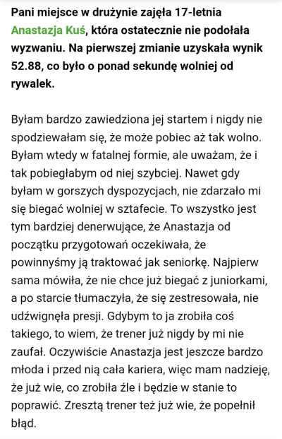 Madziol127 - Iga Baumgart-Witan ma rację że młoda Anastazja Kuś zawaliła sztafetę na ...