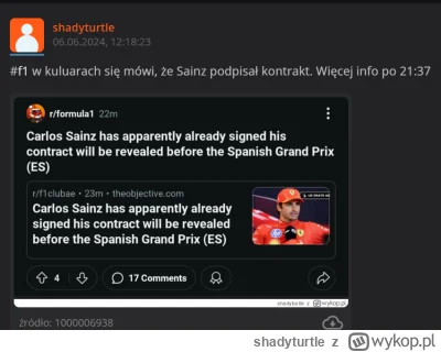 shadyturtle - @MrRedz: A sainz przed dzisiejszym GP miał być ogłoszony kierowcą Willi...