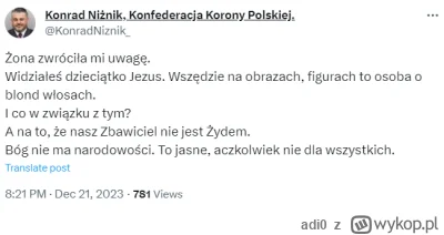 adi0 - Ale żeby tak chwalić się żoną bystrą inaczej, to tylko konfiarz potrafi

#beka...