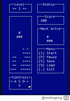 mirkogreg - Chłop nie ma pracy, to nakodził sobie konsolowego tetrisa w C, no śmiechu...