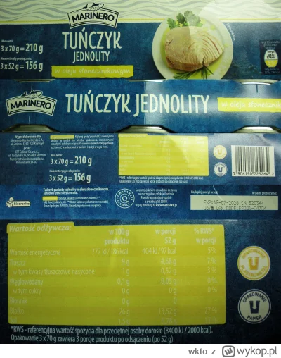 wkto - #listaproduktow
#tunczykpuszka jednolity w oleju słonecznikowym 3-pak Marinero...