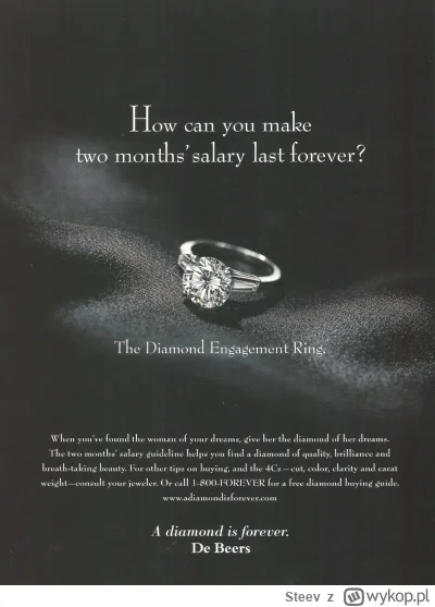 Steev - De Beers, czyli diamentowy kartel, pchał w reklamach hasło że pierścionek z k...