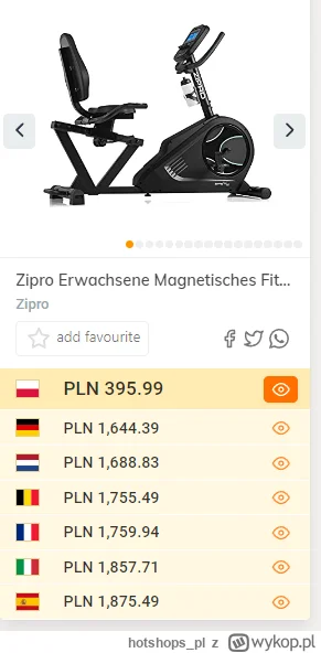 hotshops_pl - Zipro Glow WM iConsole+ Magnetyczny rower fitness - rower do ćwiczeń z ...
