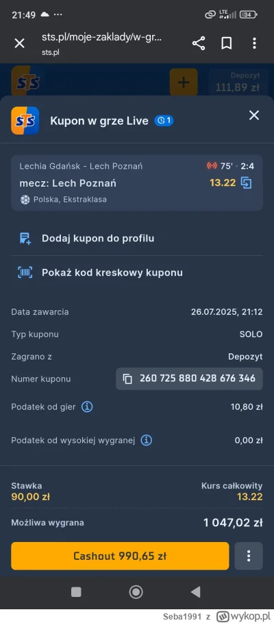 Seba1991 - #mecz czułem to w kosciach