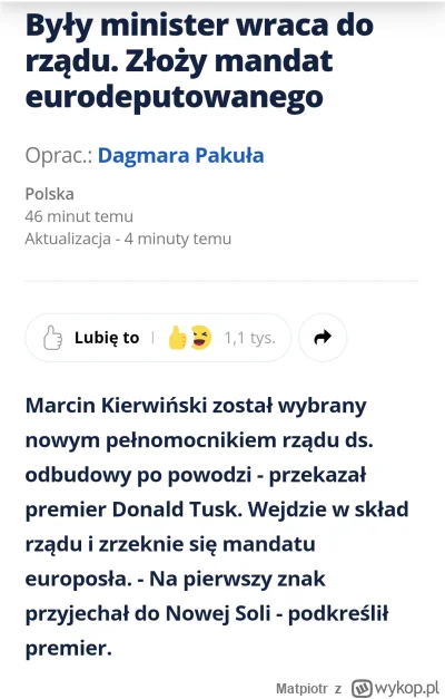 Matpiotr - Szczerze współczuję powodzianom.
Ten rząd to mem. Nie dość że olali ostrze...