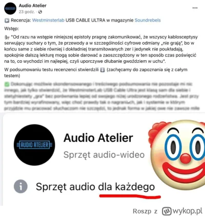 Roszp - Chciałbym pogratulować przekroczenia kolejnej granicy audio-januszerki firmie...