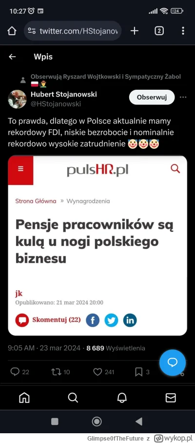 Glimpse0fTheFuture - Co racja to racja, nie może być tak, że pracodawca płaci pieniąd...