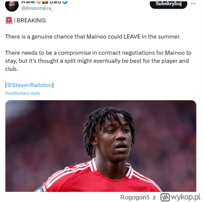 Rogogon5 - #united Coraz więcej plotek, że Mainoo może opuścić nas w tym w letnim oki...