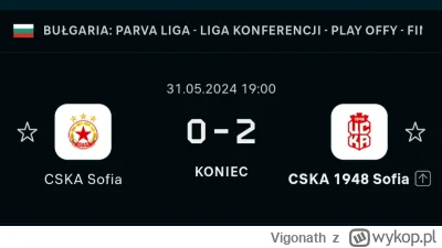 Vigonath - Niespodzianka w barażowym  meczu CSKA Sofia vs CSKA Sofia. Okazuje się że ...