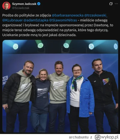 archubuntu - @Kryspin013: Dobrze. Dla mnie niewiele to zmienia. A teraz wytłumacz, w ...