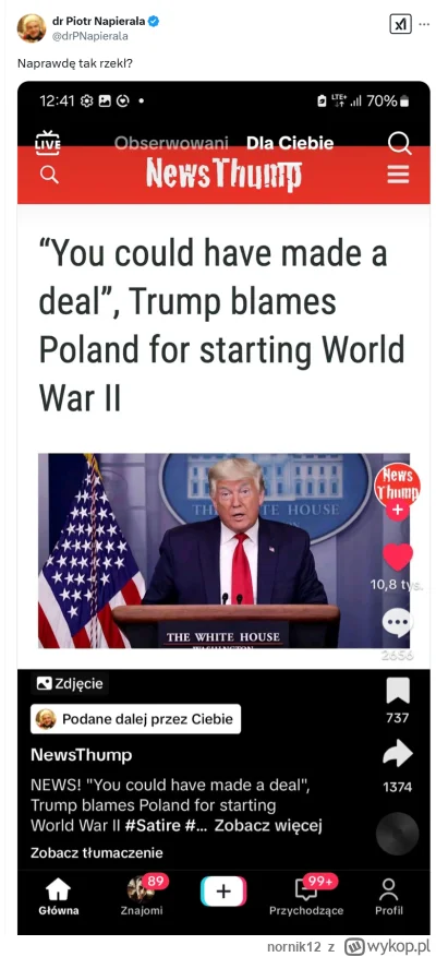 nornik12 - ten człowiek nabiera się na nawet na fake newsa jawnie podpisanego jako sa...