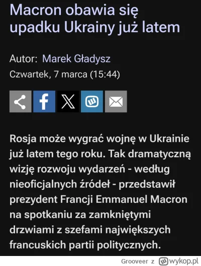 Grooveer - Jeśli Macrone faktycznie tak powiedział to musiał to zrobić na podstawie a...