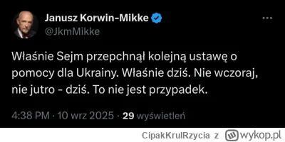 CipakKrulRzycia - #korwin #polityka #polska #ukraina
nie ma pszypadkóf 
Są tylko znak...