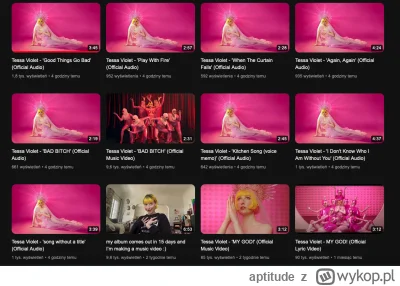 aptitude - Tessa Violet udostępniła na YouTube sporą masę swoich nowych utworów.

#Te...