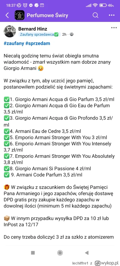 lechiffre1 - Na Świrach nawet śmierć wykorzystają do zarobku XDDDDDDD

#perfumy