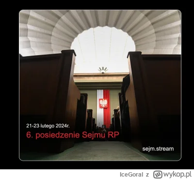 IceGoral - Za 20 minut rozpocznie się 6. posiedzenie Sejmu RP.

🗓️Harmonogram obrad:...