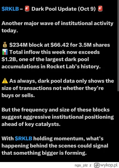 nga_plz - #gielda #rklb i znów po godzinach ruch wielkiego gracza. Aż się boję co to ...