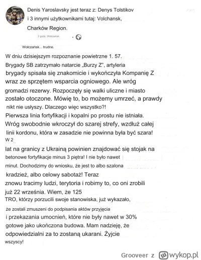 Grooveer - Jeśli ta informacja jest prawdziwa to oznacza, że Wołczańsk jest otoczony....