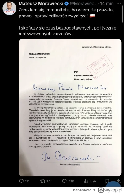 hansoloxd - Morawiecki zrzekł się immunitetu xD Ciekawe czy taktyczne spier*olenie do...