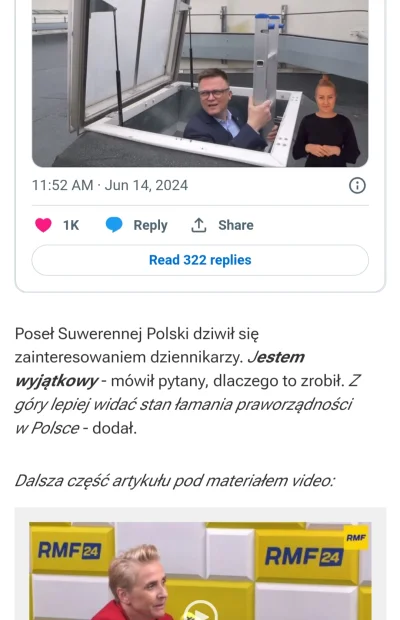 L.....l - W sumie śmiesznie to wyglądało. Matecki wlazł na dach by jak sam twierdził ...