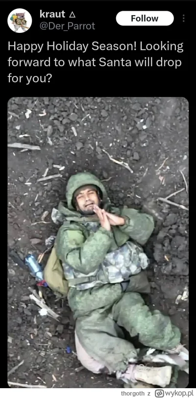 thorgoth - @doggo-cute: po co? Jak narazie Ukraińcom dobrze idzie wykrwawianie was.

...