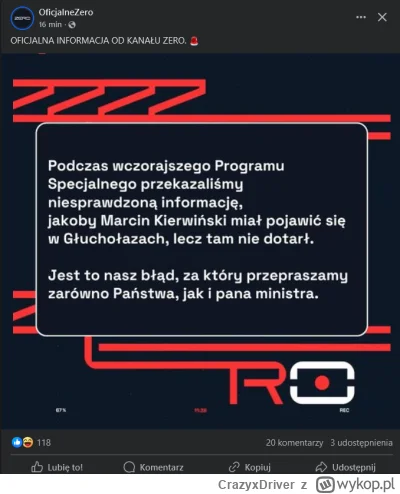 CrazyxDriver - #kanalzero #polityka #fakenews
Link fb: https://www.facebook.com/oficj...