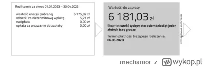 mechanior - wlasnie dostalem rachunek za prąd prawie 6200zl,  zuzycir mniejsze o pona...