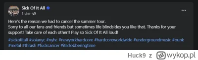 Huck9 - #polandrock #woodstock  Sick Of It All dowołało swoją letnią trase koncertową...