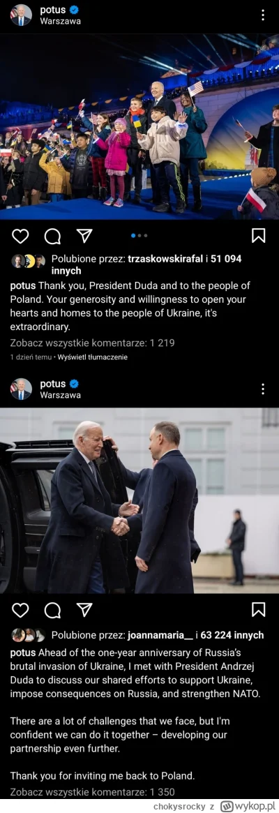 chokysrocky - Biden na swoim instagramie wstawił zdjęcie z Dudą z wizyty w Polsce, a ...