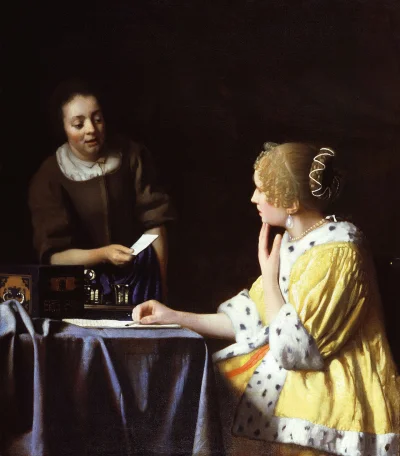 Loskamilos1 - Johannes Vermeer i obraz pod tytułem "Dama i pokojówka" z roku 1667. Ob...