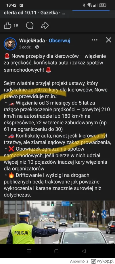 Anonim5 - To znaczy że jak na ograniczeniu do 30 bedę jechać 60 to mi grozi zarzut ka...