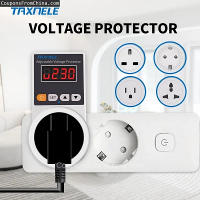 n____S - ❗ Automatic Voltage Protector Socket AC 220V Adjustable 16A Power Surge Prot...