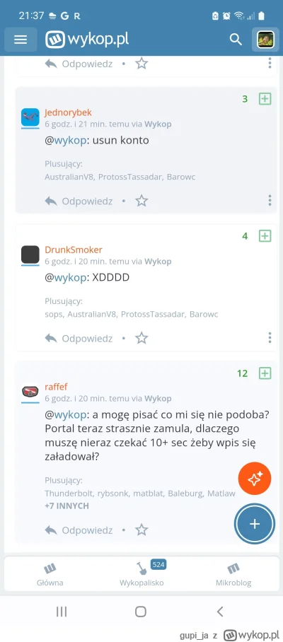 gupi_ja - @wykop: ej, a po co pod każdym postem informacja o tym, kto daną rzecz plus...