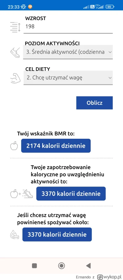 Ernando - @Inozythol czyli 3370-500=ok 2800 codziennie, cały miesiąc i powinna waga l...