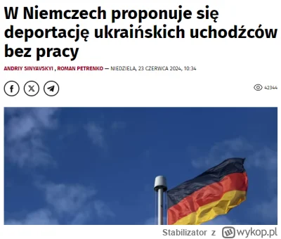 Stabilizator - W Niemczech proponuje się deportację ukraińskich uchodźców bez pracy

...
