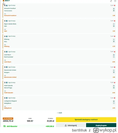 bart88uk - wczoraj bayern na 3000 zł, dziś ajax na 5k, no ja pier... #mecz #bukmacher...