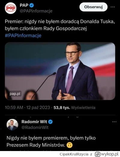 CipakKrulRzycia - #morawiecki #polityka #bekazpisu #heheszki  #pytanie  
 #pinokio  T...