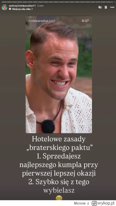 Menow - #hotelparadise Odcinek z akcją jeszcze oficjalnie nie wleciał a wojenka na In...