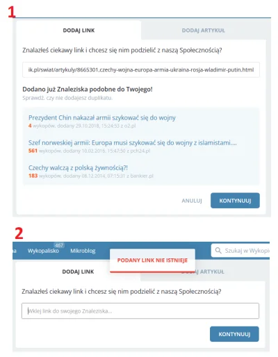 GajowyBoruta - Kolejny shit z Wykop2.0 #wykop20 :
1. Próbuję dodać znalezisko (link d...