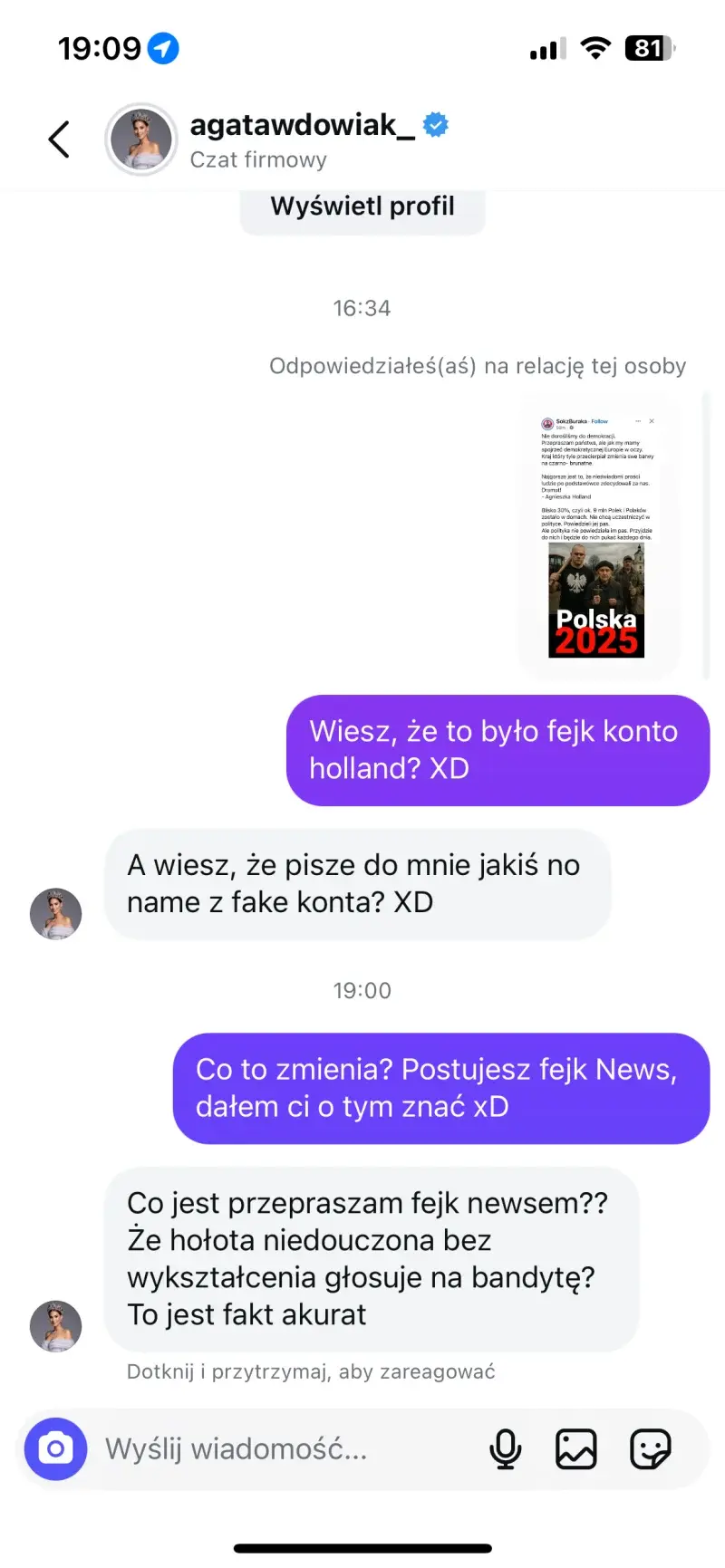 dobry-informatyg - miss polski 2021, po tym jak zwróciłem jej uwagę, że udostępnia w ...