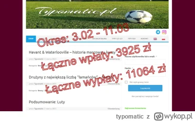 typomatic - Już za tydzień 18.03 ciekawy typ z kursem @45. Wrzucę informację na stron...