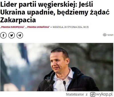 Stabilizator - Lider partii węgierskiej: Jeśli Ukraina upadnie, będziemy żądać Zakarp...