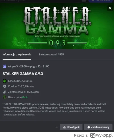 Pazox - @FrostlyMostly: Za tydzień wlatuje też gruby update także radzę obserwować.