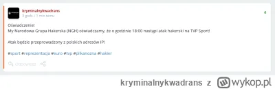 kryminalnykwadrans - Wszystko się zgadza. Wydaliśmy nawet przed meczem oświadczenie.
...