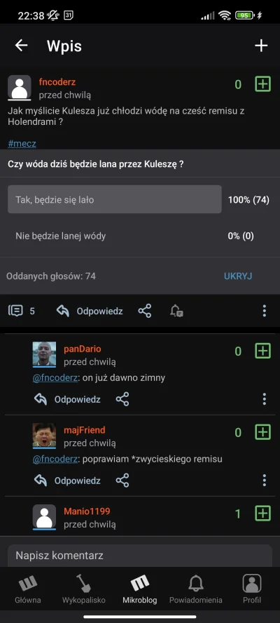 Eustachiusz - @fncoderz jeszcze nie widziałem ankiety z taką zgodnością XDDDD