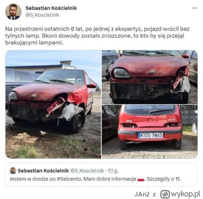 JAn2 - Sebastian Kościelnik odzyskał od policji Seicento staranowane w 2017 przez kol...